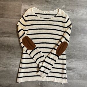 August Mist Lylah Elbow Patch Striped Sweater Size XS Minimalist